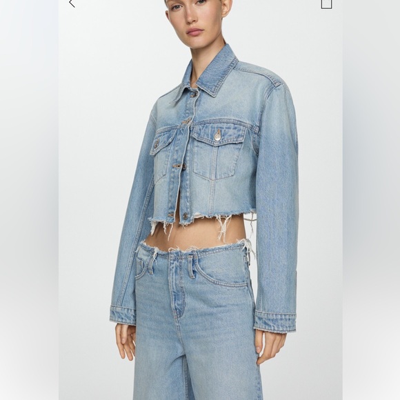 Mango Classic Blue Women's Frayed Jeans - Picture 6 of 11